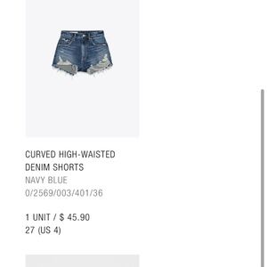 Zara high waist stretchy jean short NWT